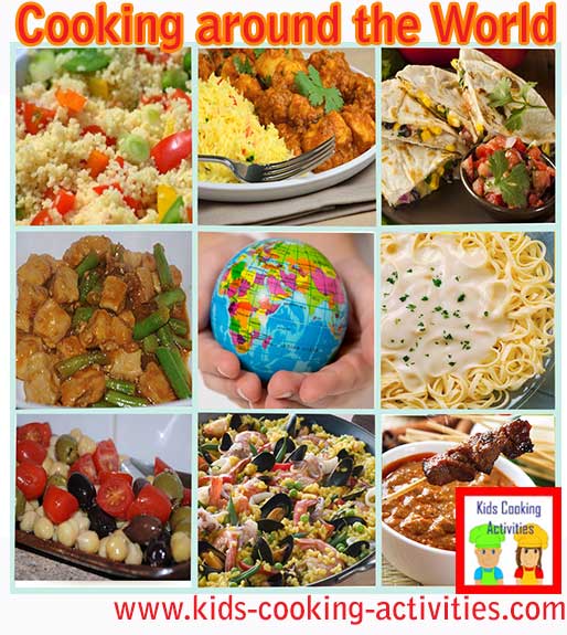International gourmet recipes for our kids world cooking studies.