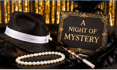 1920s mystery party with vintage detective hat and old-fashioned decorations