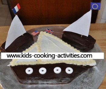 sailboat cake with smaller boats
