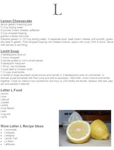 alphabet cooking sample