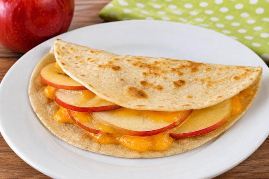 Apple cheese tortilla breakfast