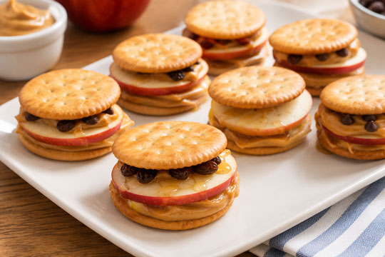 Apple cracker stacks with peanut butter