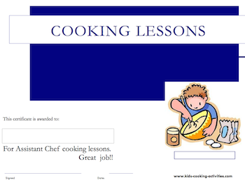 cooking certificate printables