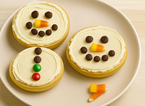 Bagel snowman snack