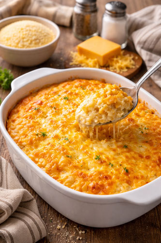 southern baked grits with cheese-CHGT