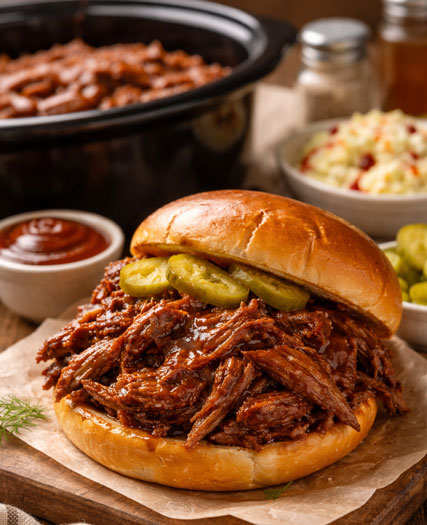 southern crock pot barbecue beef sandwich- CHGT