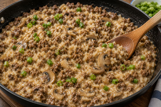 Creamy Beef & Rice Skillet