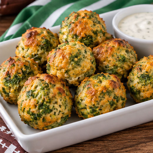 Baked broccoli balls for a kids sports party
