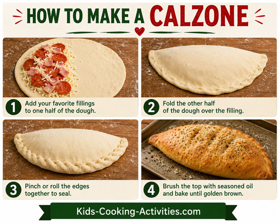 Golden baked homemade calzone ready to serve