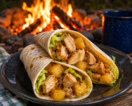 Campfire chicken wraps