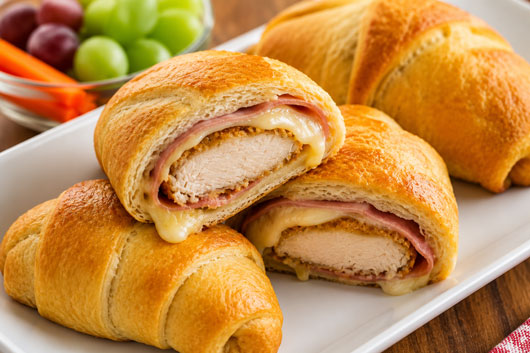 Chicken Cordon Bleu crescent rolls with ham and Swiss cheese