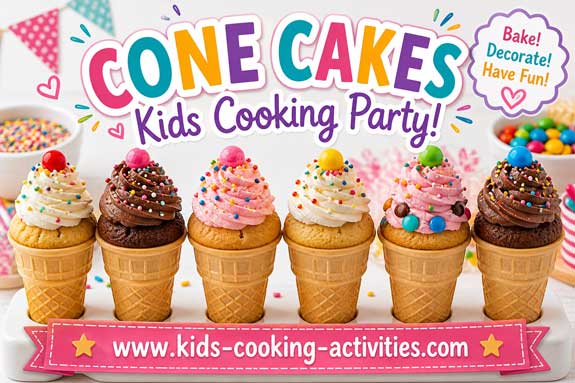 Cone cakes kids cooking party
