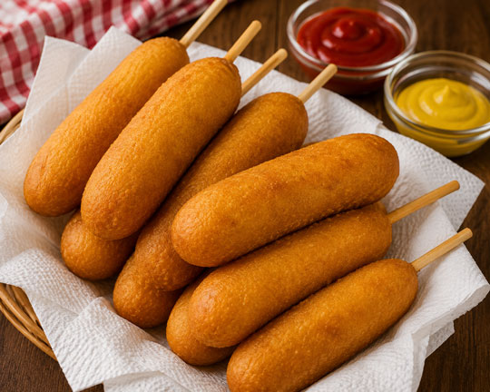 Traditional homemade corn dogs