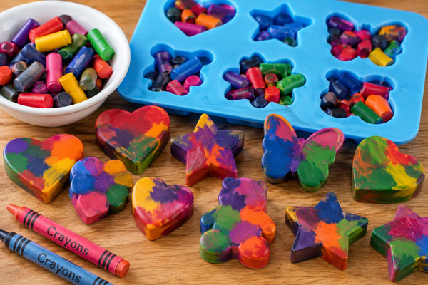Recycled crayons in fun shapes