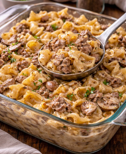 creamy beef noodles microwave casserole