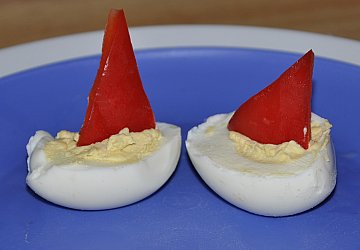 boiled eggs with flags