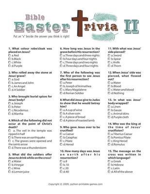 Bible Easter Trivia Tests game