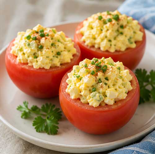 Egg salad stuffed tomatoes