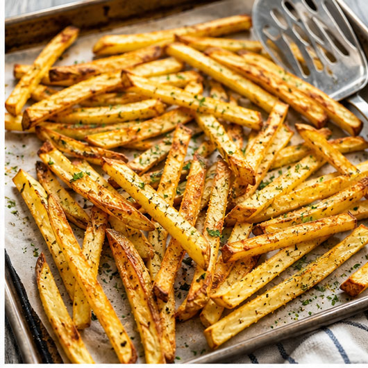 Golden oven-baked French fries