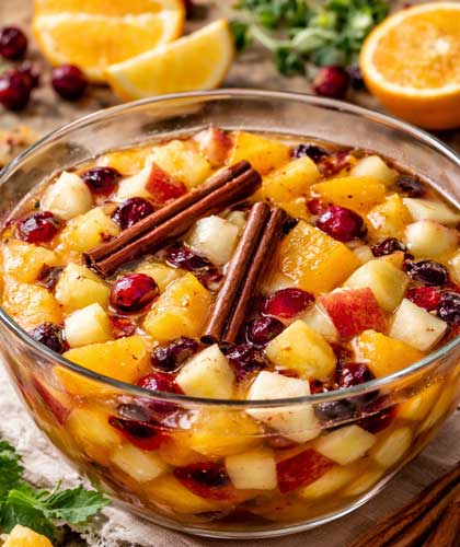 Fruit cocktail idea with cranberries