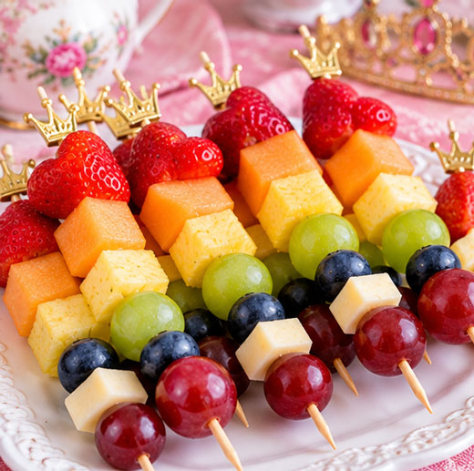 Fruit kabobs for a princess tea party