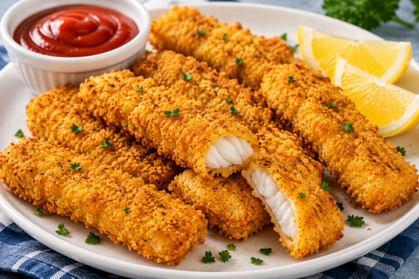 Homemade baked fish sticks