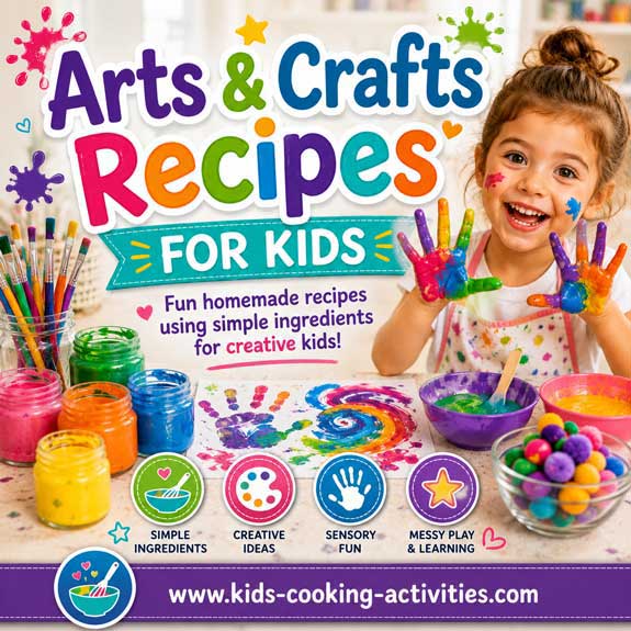 Kids arts and craft recipes with homemade creative kitchen activities