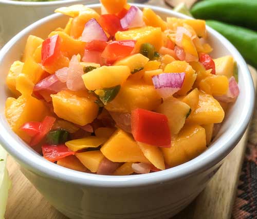 bowl of mango salsa