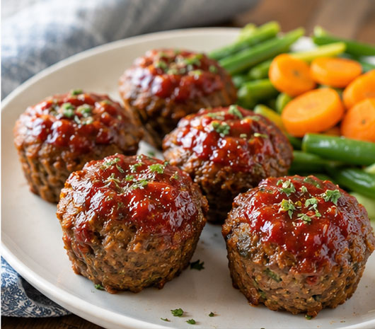 Mini meatballs cooking in a muffin pan
