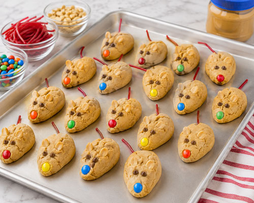 Peanut butter mice cookies