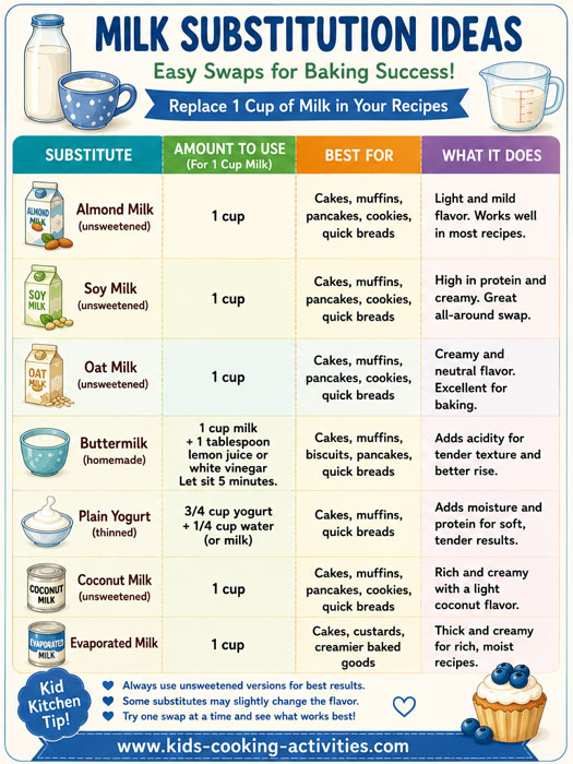 Milk substitution chart