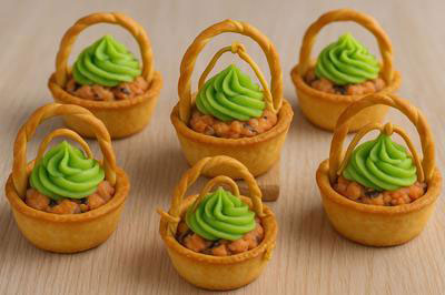 Mini salmon potato pastry baskets