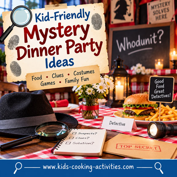 Kid-friendly mystery dinner party with detective theme