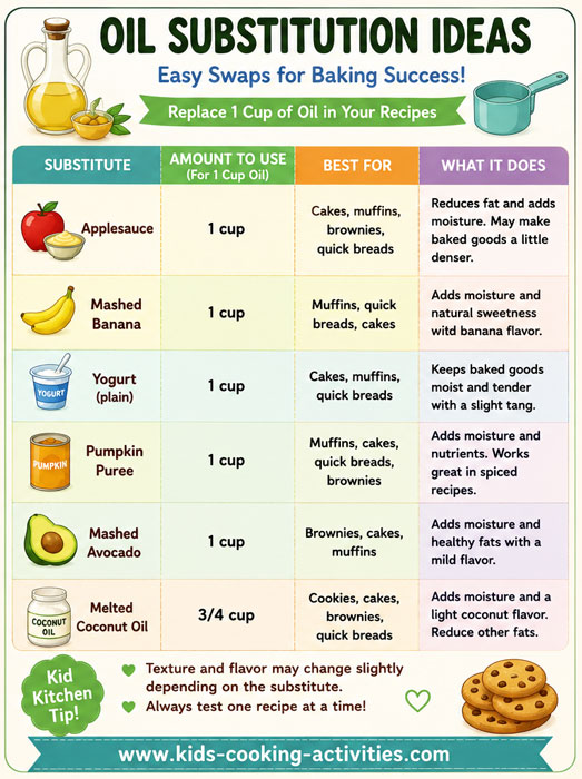 Oil substitution chart for baking