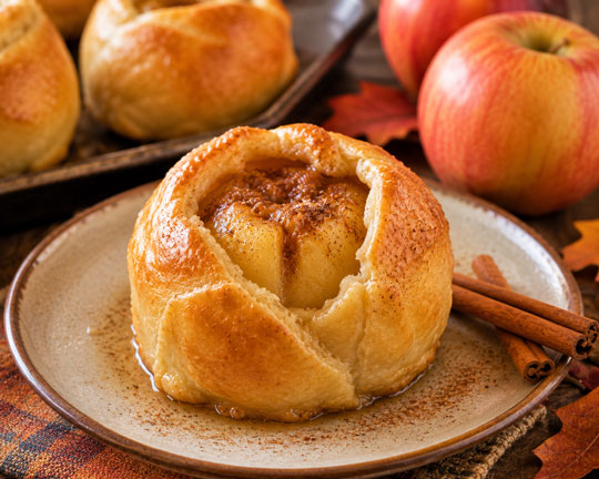 Pastry coated apples