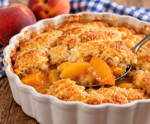 Homemade Southern peach cobbler