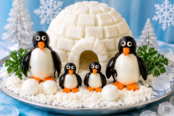 Penguin family display for a penguin theme party