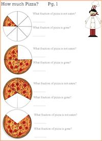 pizza fraction worksheets