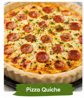 Pizza quiche with cheese and pizza toppings