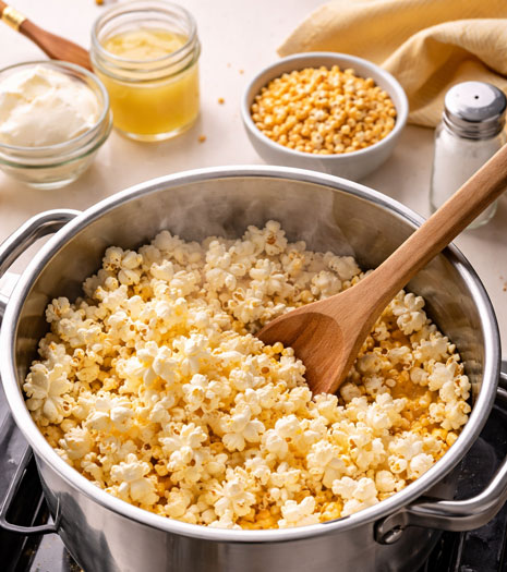 Fresh bowl of stovetop popcorn- chgt