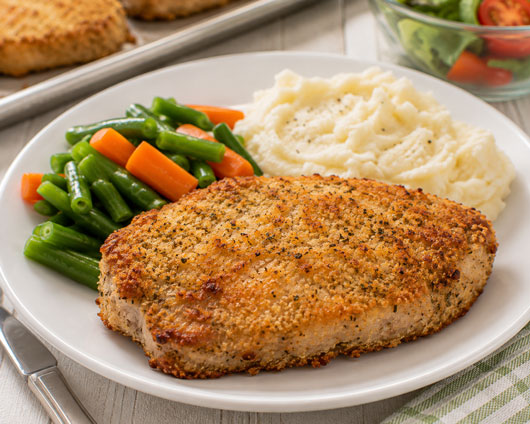 Oven baked breaded pork chops