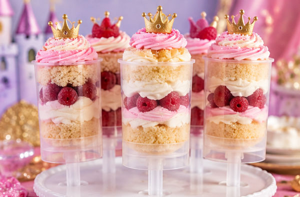 Cake push pops layered with frosting and raspberries