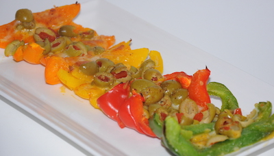 rainbow of peppers dish