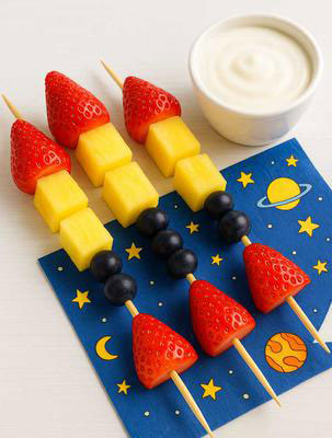 Rocket fruit kabobs