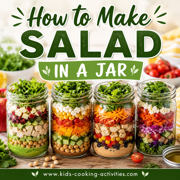 Colorful mason jar salads layered with fresh vegetables for healthy lunches