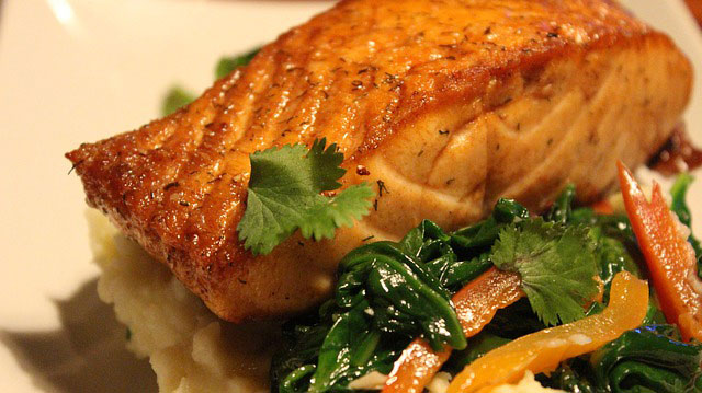 salmon and vegetables