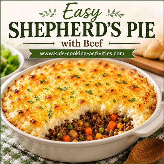 Easy beef shepherd's pie with mashed potatoes and vegetables