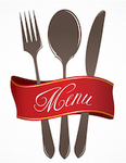 silverware with menu sign