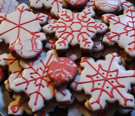 snowflake cookies iced