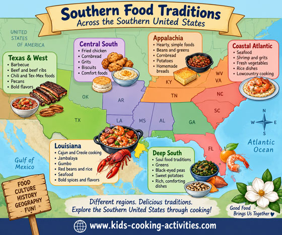 Southern cooking food map